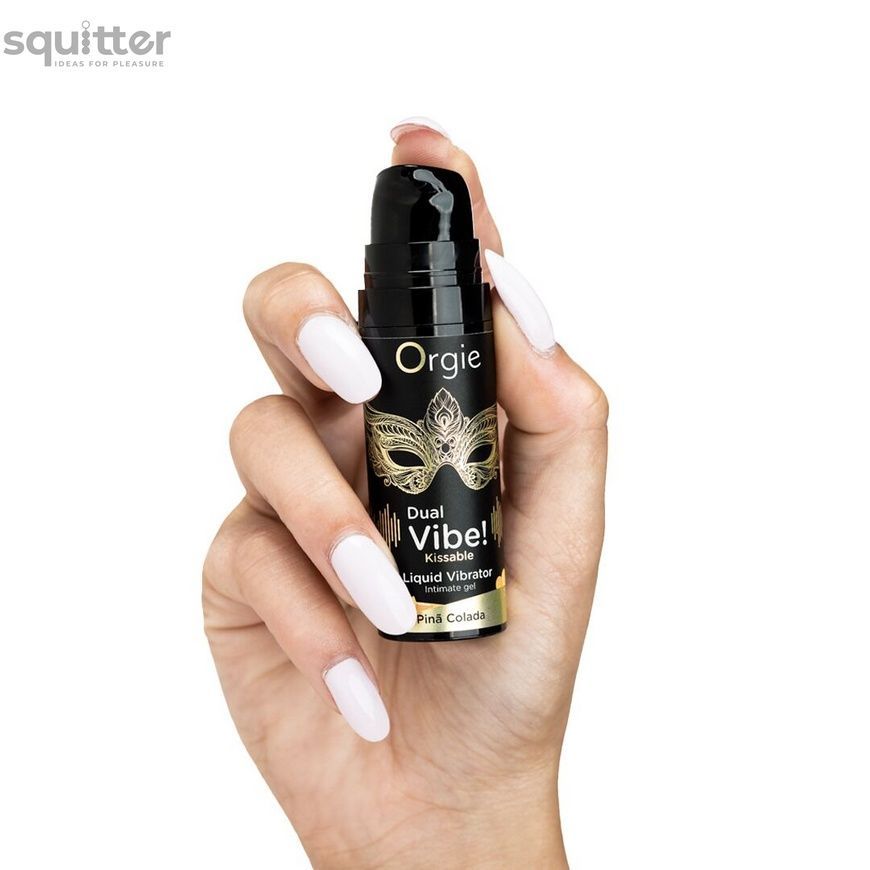 Рідкий вібратор Orgie Dual Vibe! Pina Colada Kissable Liquid Vibrator, 15 мл SX1498 - онлайн-сексшоп Сквітер