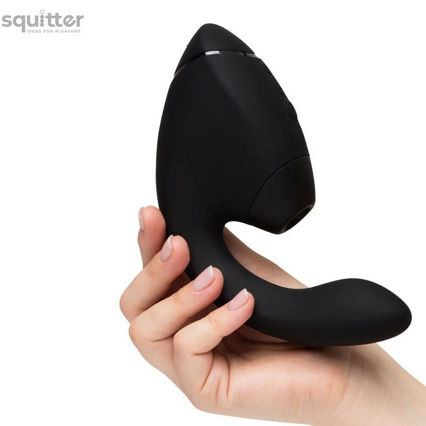 Подвійний вакуумний кліторальний стимулятор з вібрацією Womanizer Next Duo - Black SX3866 - онлайн-сексшоп Сквітер