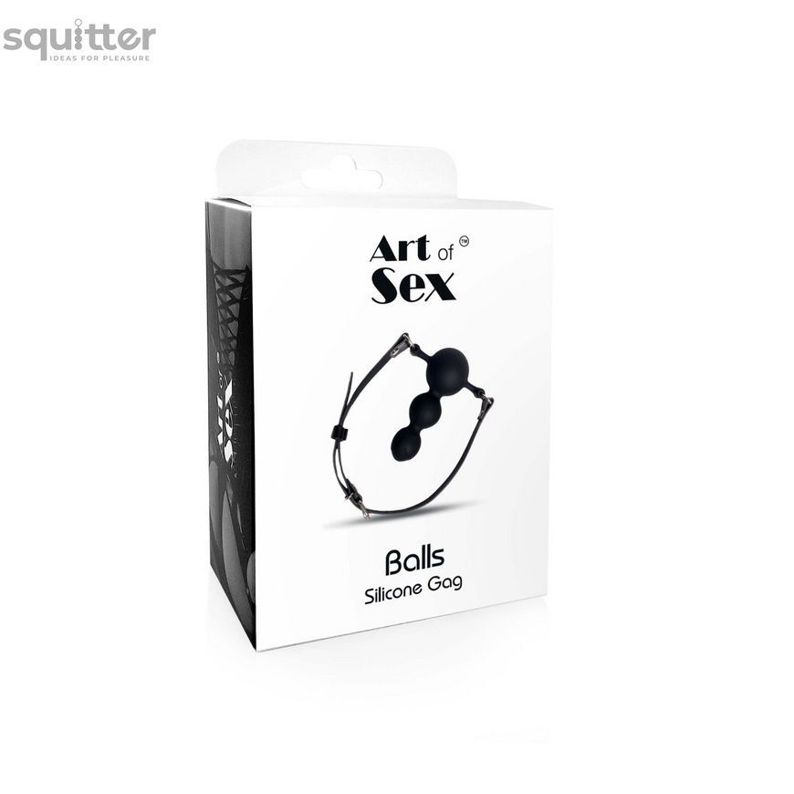 Кляп силіконовий Art of Sex - Balls, екошкіра, чорний SX3361 - онлайн-сексшоп Сквітер