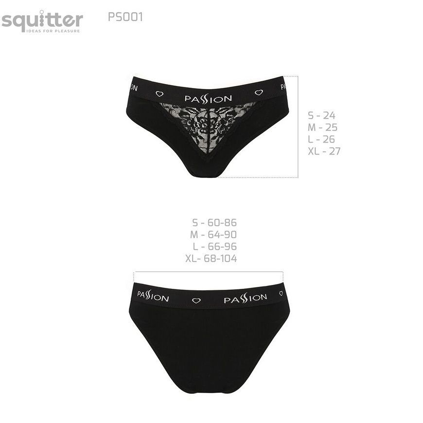 Трусики з широкою гумкою і мереживом Passion PS001 PANTIES XL, black SO4162 - онлайн-сексшоп Сквітер