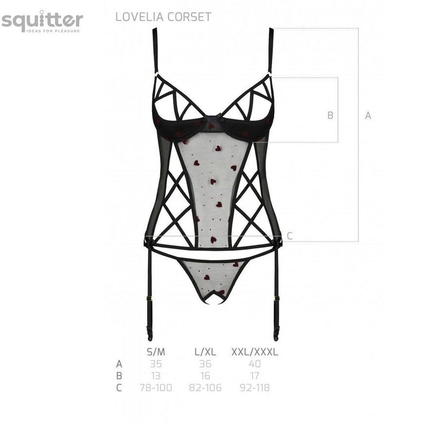 Корсет с подвязками + стринги LOVELIA CORSET black S/M - Passion SO4766 - онлайн-сексшоп Сквитер