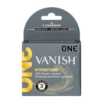 Презервативи ONE Vanish Hyperthin, 3 шт, ультратонкі, зі змазкою, картонне паковання SX0780 - онлайн-сексшоп Сквітер