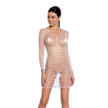 Бодістокінг-сукня з глибоким коміром Passion BS093 white, довгі рукави SO6399 - онлайн-сексшоп Сквітер