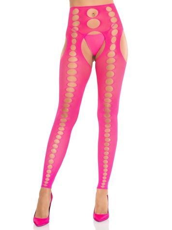 Колготки Leg Avenue Seamless Opaque Footless Suspender Hose One Size Neon Pink SX2764 - онлайн-сексшоп Сквітер