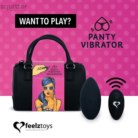 Вибратор в трусики FeelzToys Panty Vibrator Black с пультом ДУ, 6 режимов работы, сумочка-чехол SO3851 фото