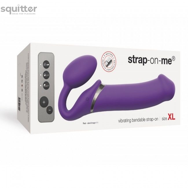 Безремінний страпон з вібрацією Strap-On-Me Vibrating Violet XL, діам. 4,5 см, пульт ДК, регульовани SO3827 фото