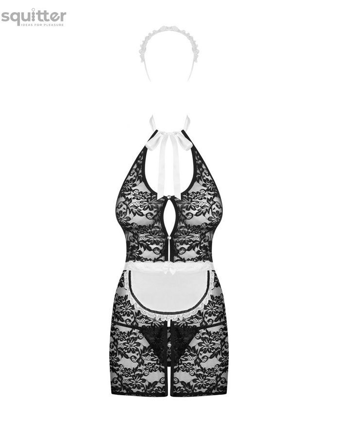 Эротический костюм горничной Obsessive Servgirl costume S/M, халат, стринги, фартук, обруч SO7878 - онлайн-сексшоп Сквитер