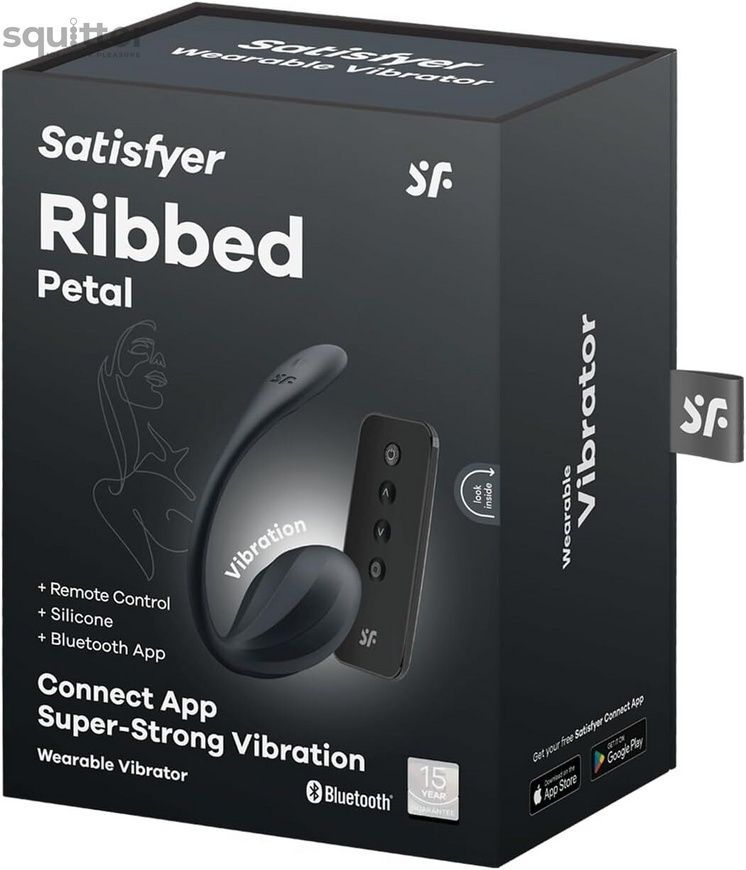 Смарт-віброяйце Satisfyer Ribbed Petal Connect App Black, керування зі смартфона, пульт ДК SX1221 - онлайн-сексшоп Сквітер
