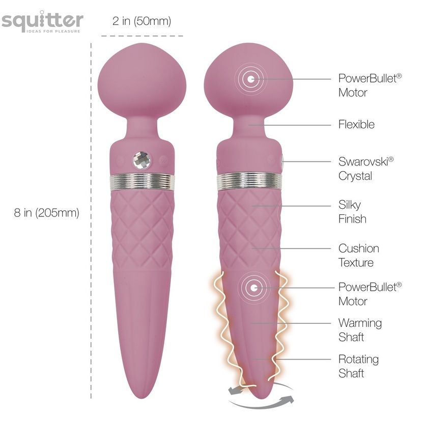 Вибромассажер 2-в-1 PILLOW TALK - Sultry Pink, классический массажер и вибратор с ротацией, подогрев SO2717 фото