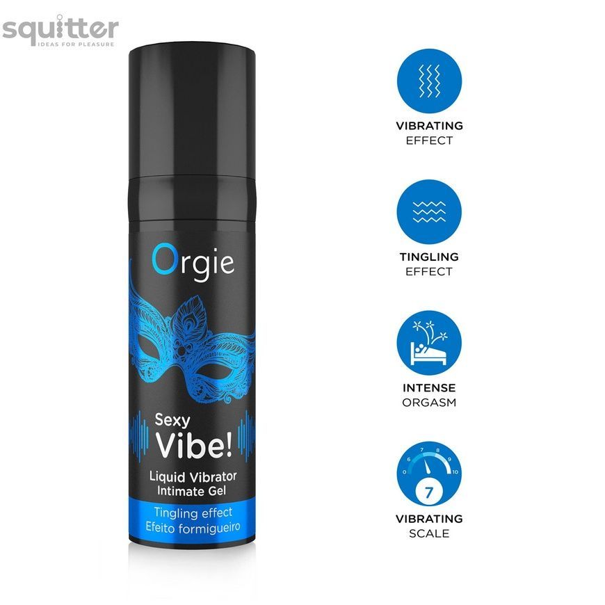 Рідкий вібратор Orgie Sexy Vibe! Liquid Vibrator, 15 мл, з ефектом мурашок SX1549 - онлайн-сексшоп Сквітер