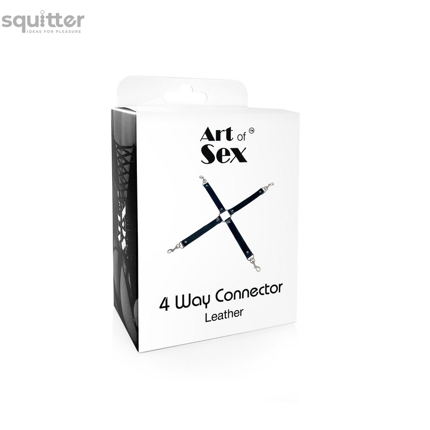 Крестовина из натуральной кожи Art of Sex - 4 Way Connector, Черный SO7480 фото