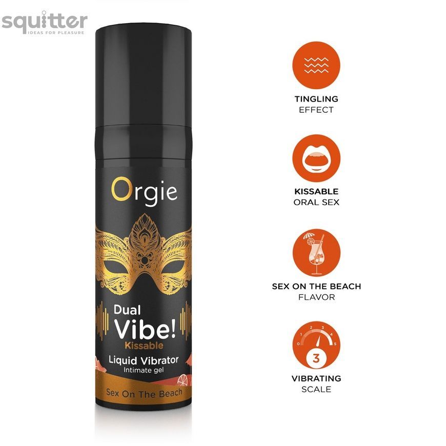Рідкий вібратор Orgie Dual Vibe! Sex On The Beach Kissable Liquid Vibrator, 15 мл SX1499 - онлайн-сексшоп Сквітер