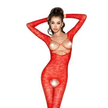 Бодістокінг Passion BS031 red, комбінезон з відкритими грудьми PBS031R - онлайн-сексшоп Сквітер