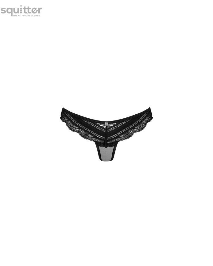Полупрозрачные трусики с подвеской Obsessive Ivannes panties black L/XL, черные SO7281 - онлайн-сексшоп Сквитер