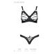 Комплект з екошкіри Celine Bikini black L/XL — Passion: відкритий бра зі стрічками, стрінги зі шнурі SO6400 фото 5