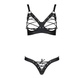 Комплект з екошкіри Celine Bikini black L/XL — Passion: відкритий бра зі стрічками, стрінги зі шнурі SO6400 фото 3