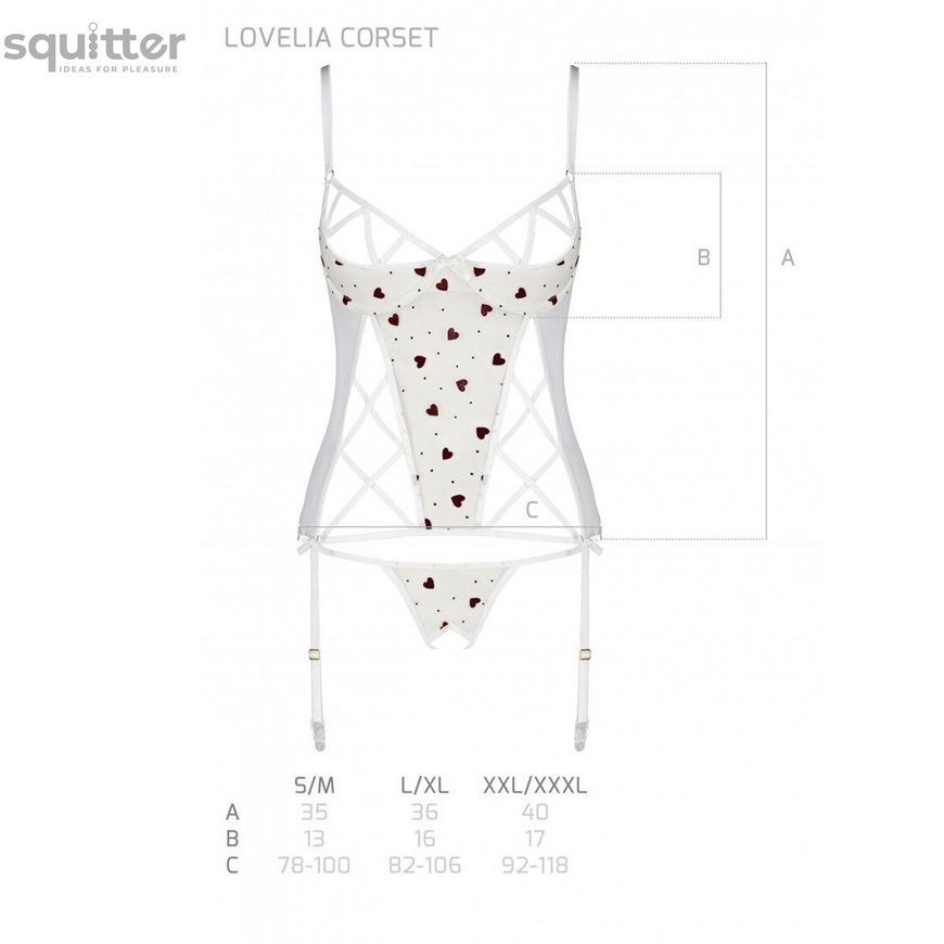 Корсет с подвязками + стринги LOVELIA CORSET white L/XL - Passion SO4768 - онлайн-сексшоп Сквитер