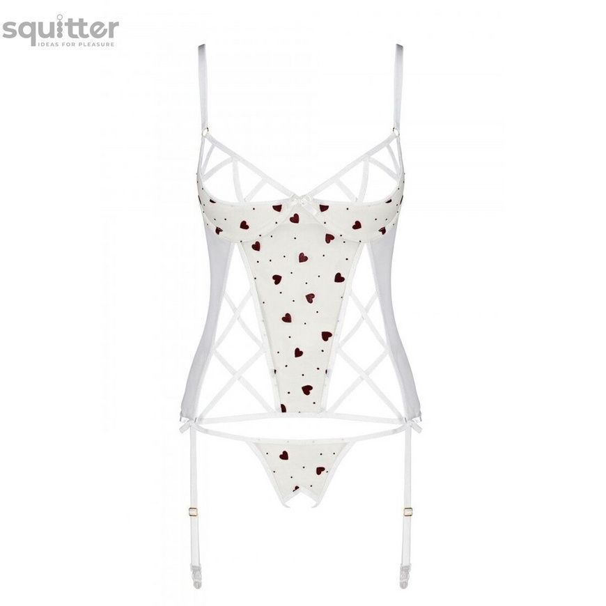 Корсет с подвязками + стринги LOVELIA CORSET white L/XL - Passion SO4768 - онлайн-сексшоп Сквитер