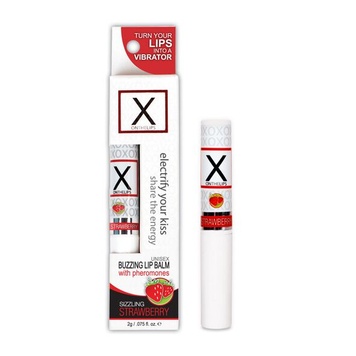 Стимулюючий бальзам для губ унісекс Sensuva - X on the Lips Strawberry з феромонами, полуниця SO4461 фото