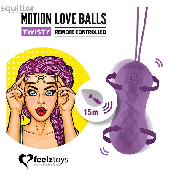 Вагінальні кульки з масажем і вібрацією FeelzToys Motion Love Balls Twisty з пультом дистанційного к SO3853 фото