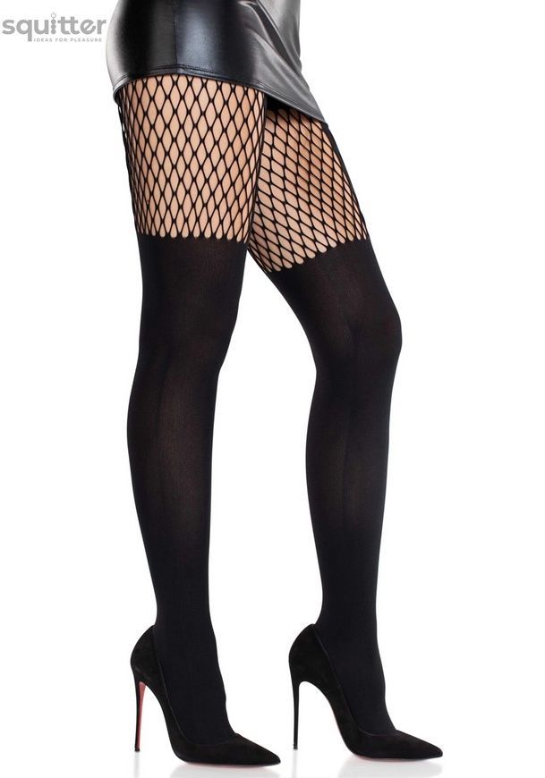 Колготки Leg Avenue Garter Illusion Tights with Net Detail One Size Black SX2766 - онлайн-сексшоп Сквітер