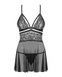 Еротичний мереживний комплект із сіточкою Obsessive 838-BAB-1 babydoll & thong black L/XL, чорний, п SO7182,6 - інтернет-магазин інтимних товарів Squitter