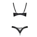 Комплект з екошкіри CELINE BIKINI black S/M — Passion: відкритий бра зі стрічками, стрінги зі шнурів SO6401 фото 4