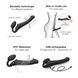 Безремневой страпон с вибрацией Strap-On-Me Vibrating Black L, диаметр 3,7см, пульт ДУ, регулируемыйSO3829,3 - интернет-магазин интимных товаров Squitter