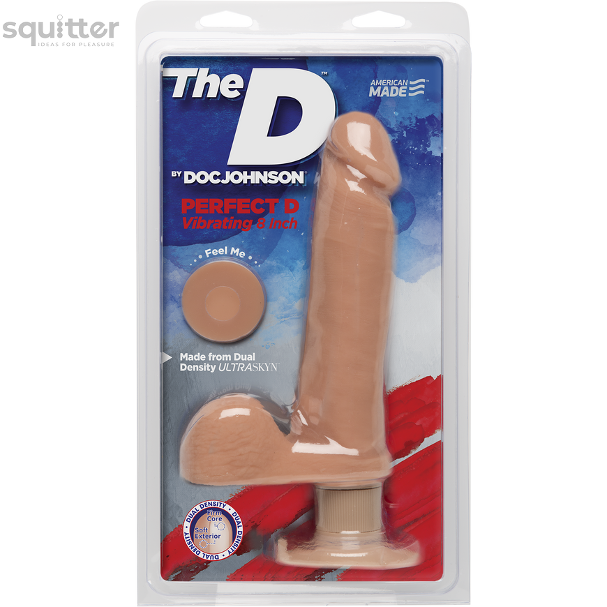Фаллоимитатор Doc Johnson The D - Perfect D - Vibrating 8 Inch With Balls - ULTRASKYN, диаметр 5,1см SO1579 - онлайн-сексшоп Сквитер