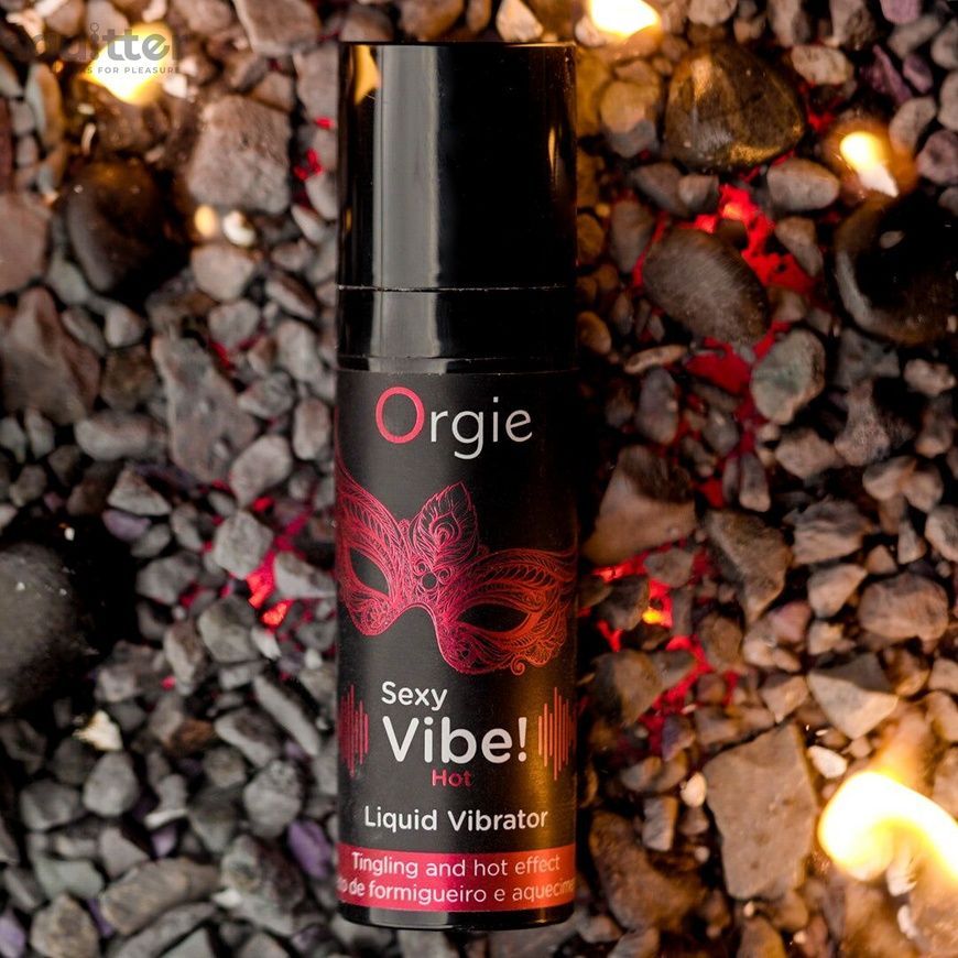 Рідкий вібратор Orgie Sexy Vibe! Hot, 15 мл, зігрівальний, дуже потужний, зі смаком полуниці SX1551 - онлайн-сексшоп Сквітер