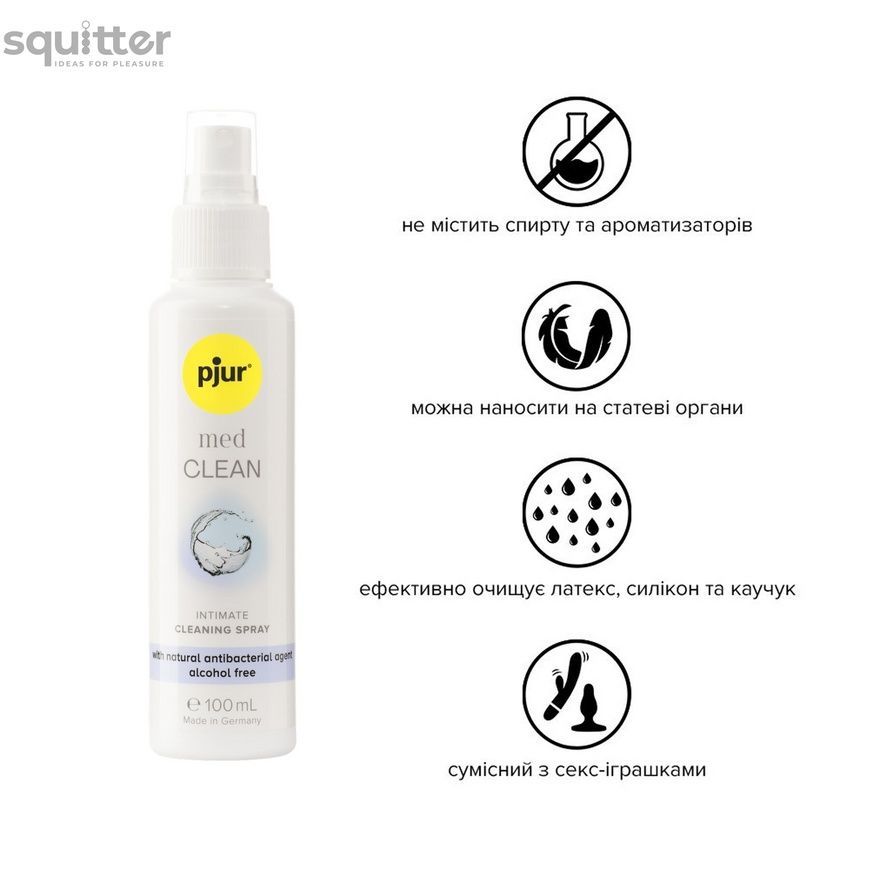 Очищувальний спрей pjur med Clean Spray 100 мл, для ніжної шкіри та іграшок, антибактеріальний PJ10440 - онлайн-сексшоп Сквітер