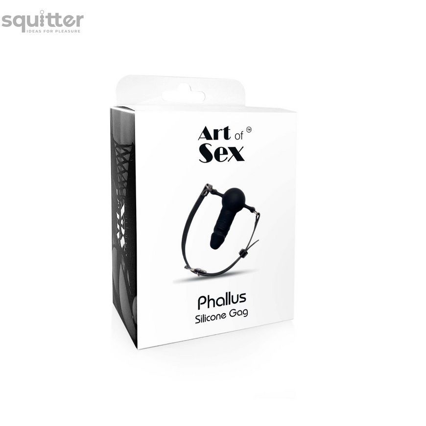 Кляп силіконовий з фалоімітатором Art of Sex - Phallus, екошкіра, чорний SX3364 - онлайн-сексшоп Сквітер