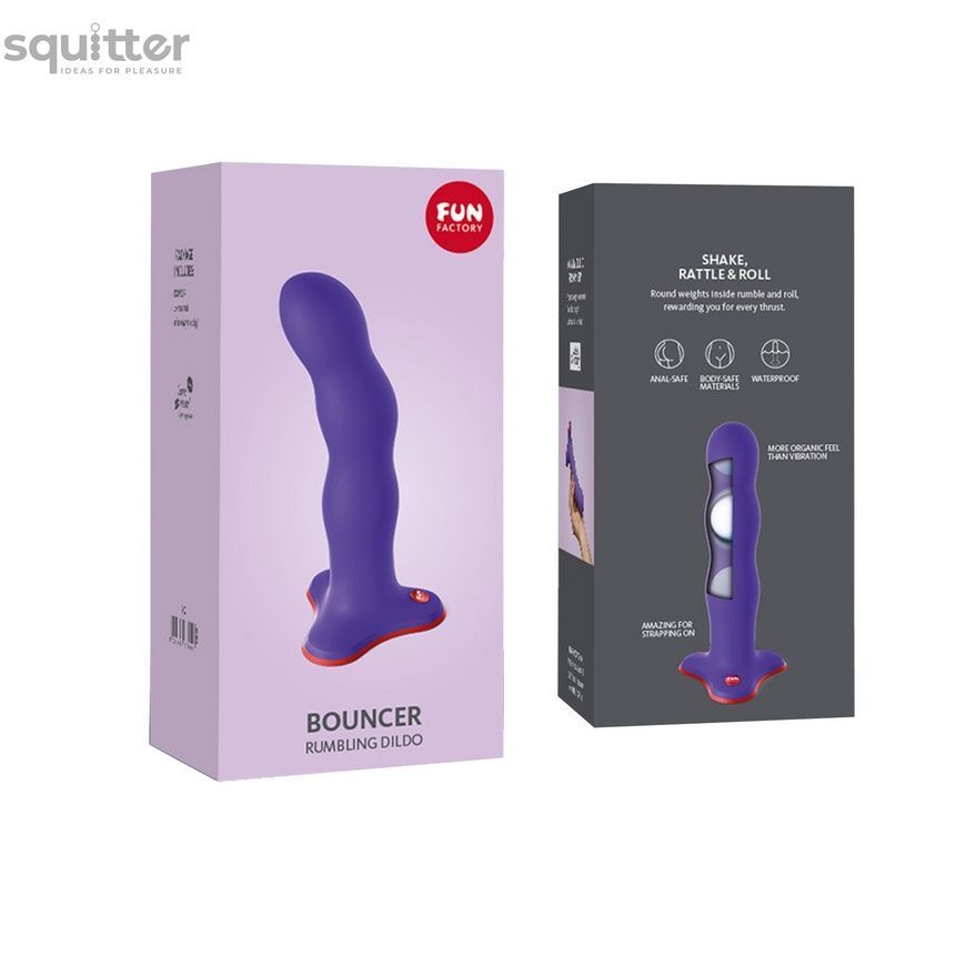 Фалоімітатор Fun Factory BOUNCER, фіолетовий, кульки всередині, ефект вібрації, діаметр 3,9 см SX0997 - онлайн-сексшоп Сквітер