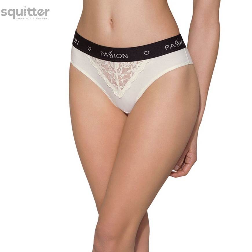 Трусики с широкой резинкой и кружевом Passion PS001 PANTIES ecru, size S SO4165 фото