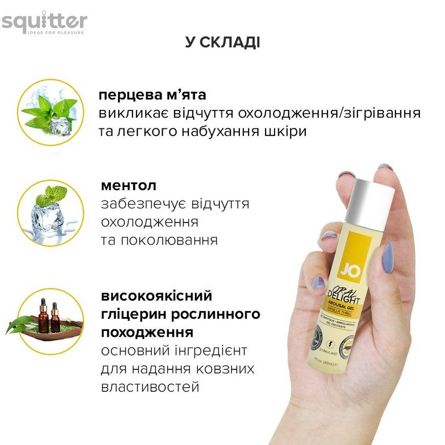 Гель для оральних пестощів JO Oral Delight Vanilla Thrill (30 мл), ефект холод-тепло SO1495 - онлайн-сексшоп Сквітер