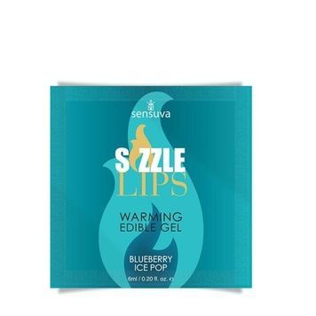 Пробник массажного геля Sensuva &mdash; Sizzle Lips Blueberry Ice Pop (6 мл), без сахара, съедобный SO7831 - онлайн-сексшоп Сквитер