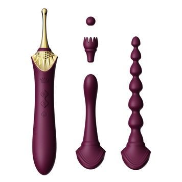 Мультифункціональний вібратор Zalo &mdash; Bess 2 Velvet Purple, 4 насадки, підігрів SO8237 - онлайн-сексшоп Сквітер