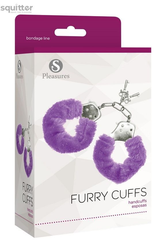 Наручники S Pleasures Furry Cuffs Purple з пухнастим оздобленням, 2 ключі в комплекті SX1642 - онлайн-сексшоп Сквітер