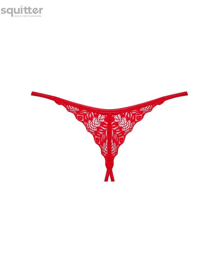 Трусики з доступом Obsessive Ingridia crotchless thong XS/S, червоні SO9043 - онлайн-сексшоп Сквітер