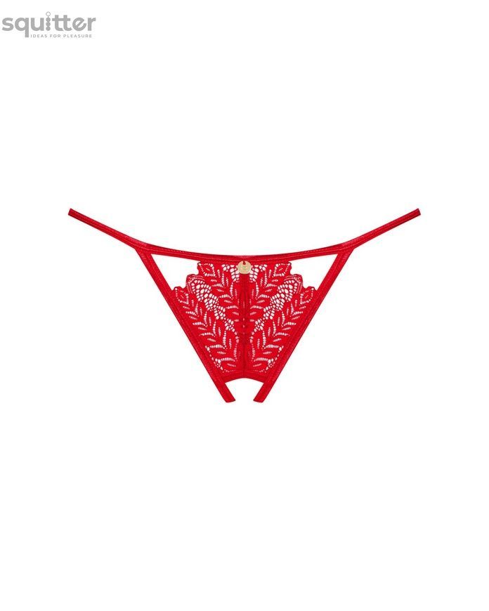 Трусики з доступом Obsessive Ingridia crotchless thong XS/S, червоні SO9043 - онлайн-сексшоп Сквітер