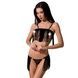 Комплект белья KASSANDRA SET OpenBra black L/XL - Passion Exclusive: лиф из бахромы, трусики-юбкаPS26301,1 - интернет-магазин интимных товаров Squitter