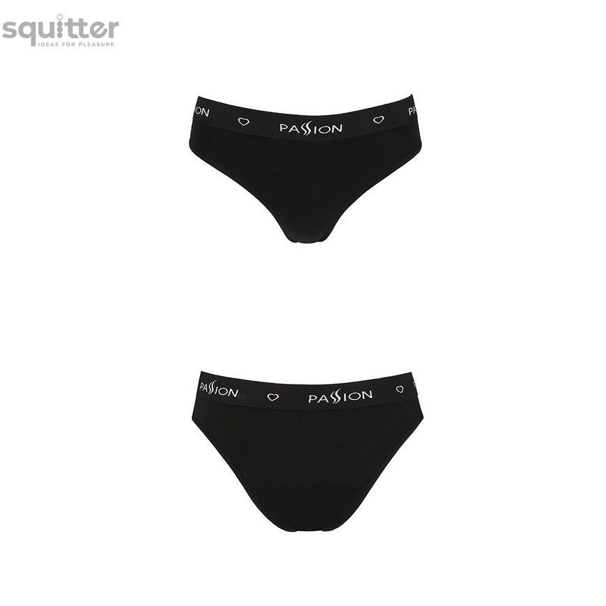Трусики-сліпи з бавовни з еластаном Passion PS004 PANTIES M, black SO4216 - онлайн-сексшоп Сквітер