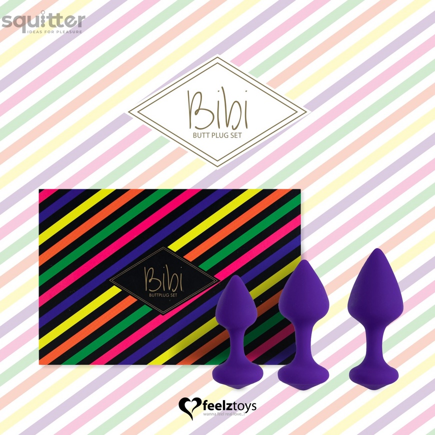 Набор силиконовых анальных пробок FeelzToys - Bibi Butt Plug Set 3 pcs Purple SO5064 фото