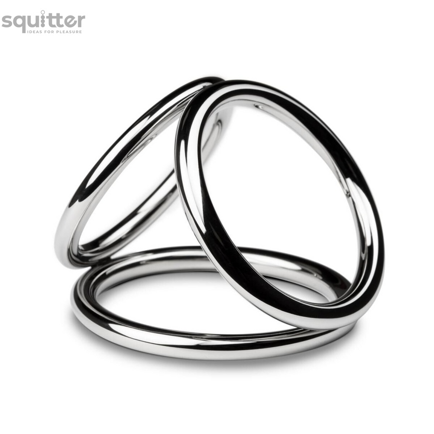 Потрійне ерекційне кільце Sinner Gear Unbendable – Triad Chamber Metal Cock and Ball Ring – Large SO4617 фото