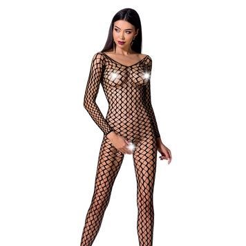 Бодістокінг Passion BS068 black, комбінезон, велика сітка, довгий рукав PBS068B - онлайн-сексшоп Сквітер