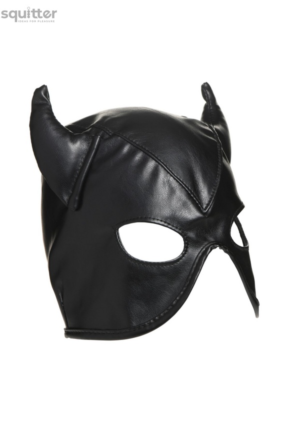 Маска Master Series Dungeon Demon Bondage Mask with Horns - Black SO8800 фото