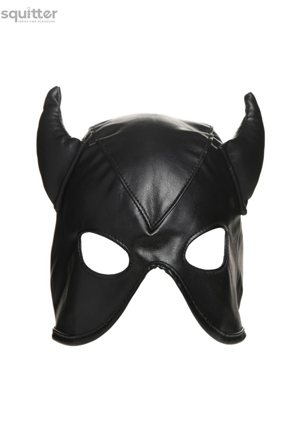 Маска Master Series Dungeon Demon Bondage Mask with Horns - Black SO8800 фото