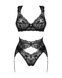 Комплект білизни Obsessive Donna Dream 3-pcs set XL/2XL Black, бюстгальтер, стрінги, пояс для панчіх SO8638,3 - інтернет-магазин інтимних товарів Squitter