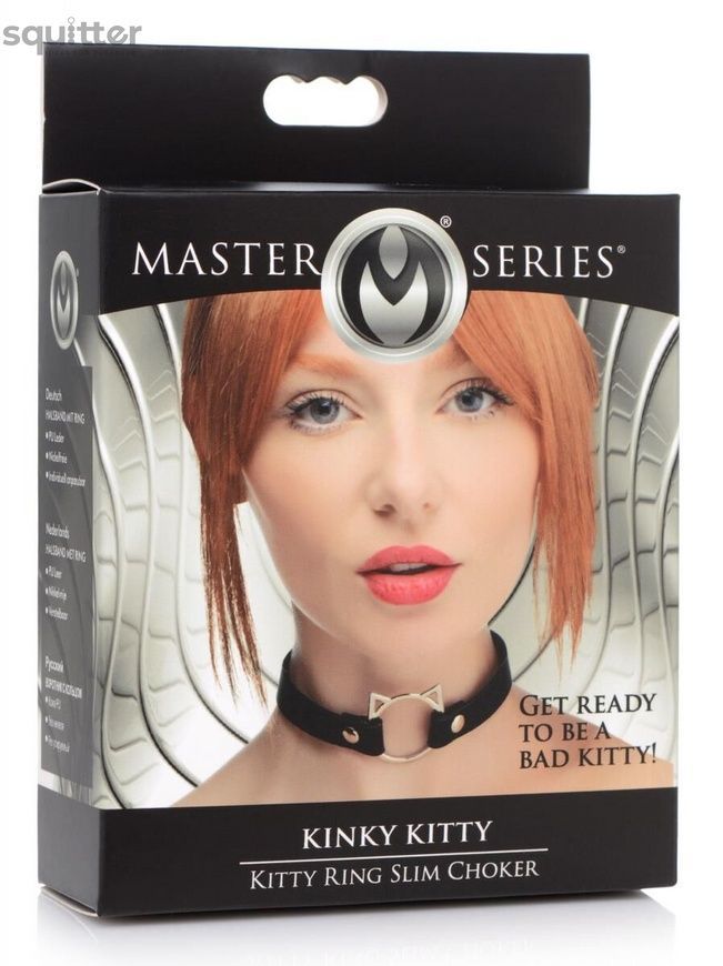 Чокер Master Series Kinky Kitty Ring Slim Choker - Black SX1184 - онлайн-сексшоп Сквітер