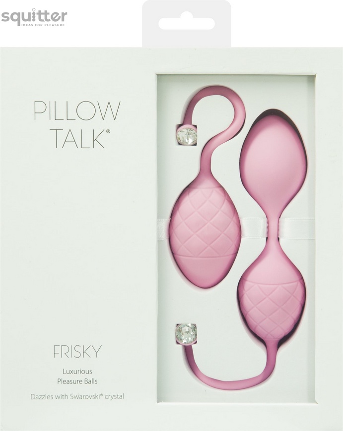 Розкішні вагінальні кульки PILLOW TALK - Frisky Pink з кристалом, діаметр 3,2 см, вага 49-75гр SO2721 фото